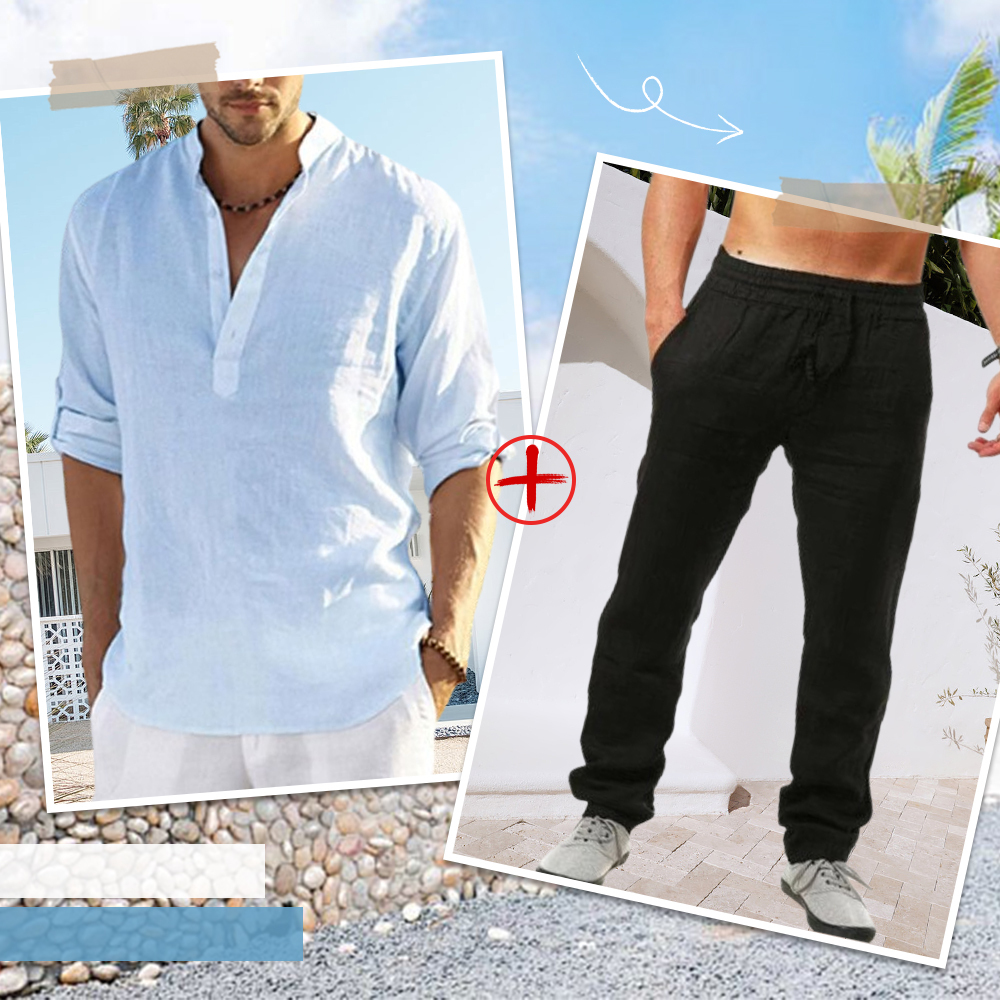 AHLSENTOP™ Herren-Leinenanzug (Langarmhemd + Hose)