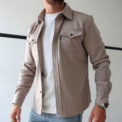Ahlsentop Lässige Herren-Hemdjacke mit Knopf und Revers