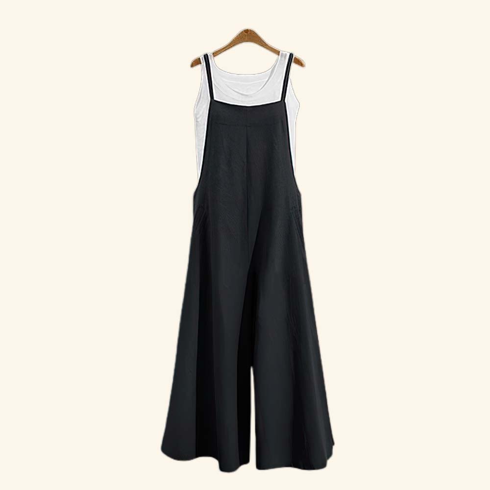 AHLSENTOP™ Damen-Jumpsuit mit hoher Taille ärmellos und weitem Bein