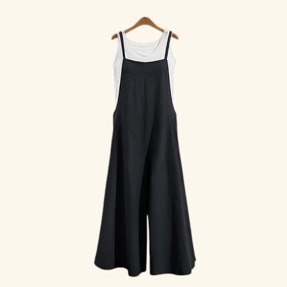 AHLSENTOP™ Damen-Jumpsuit mit hoher Taille ärmellos und weitem Bein