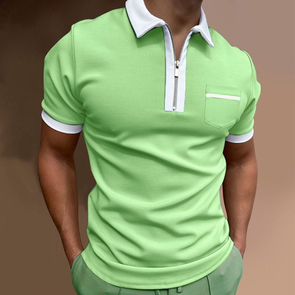 AHLSENTOP Neues, einfarbiges, lässiges Kurzarm-POLO-Shirt für Herren