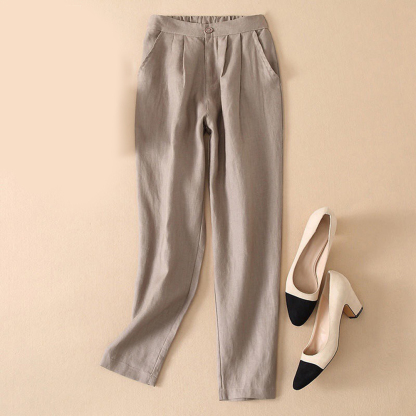 AHLSENTOP Sommerliche Damen-Leinen-lose, lässige, gerade Hose