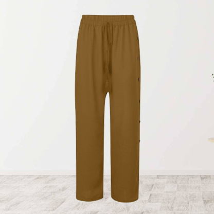AHLSENTOP Modische Damen-Hose mit elastischem Bund und lockerem, geknöpftem weitem Bein