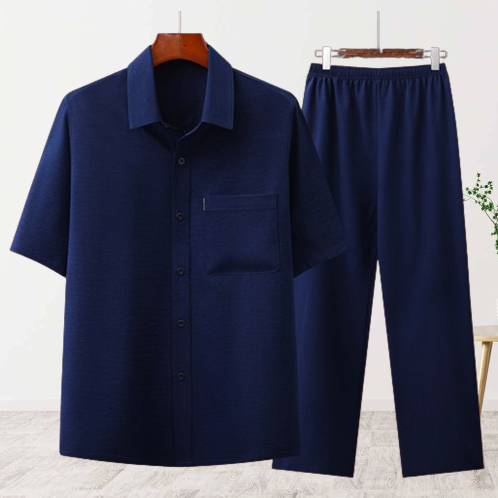 AHLSENTOP™ Neuer sommerlicher Herrenanzug aus Baumwolle und Leinen mit kurzen Ärmeln und Hose