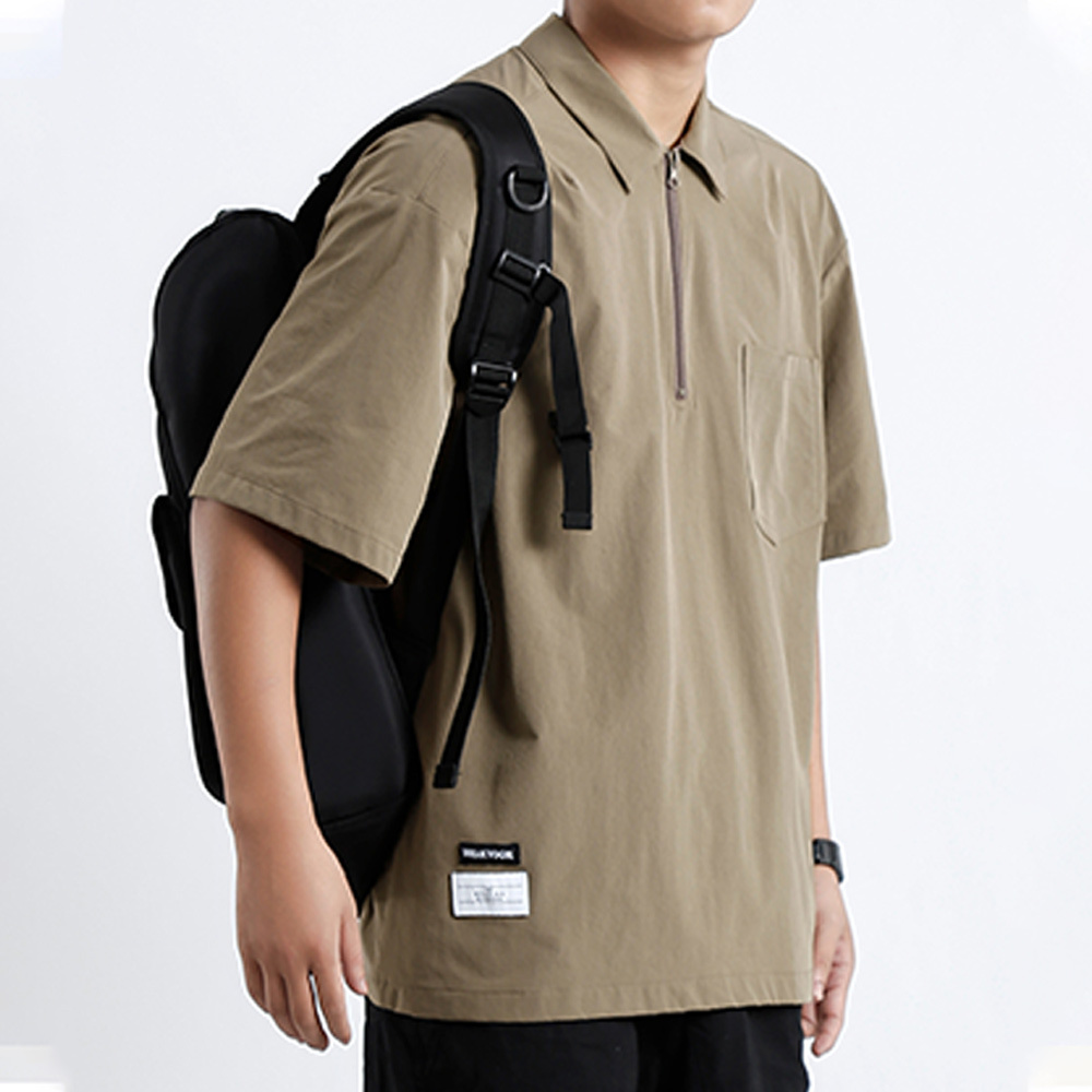 Ahlsentop™ Sommer Herren Revers Reißverschlusstasche lose Poloshirt Kurzarm