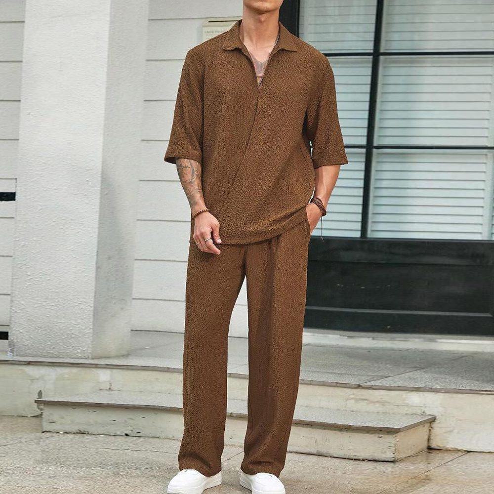 AHLSENTOP™ Lockerer, lässiger Herren-Hosenanzug mit kurzen Ärmeln