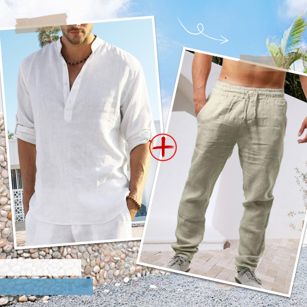 AHLSENTOP™ Herren-Leinenanzug (Langarmhemd + Hose)