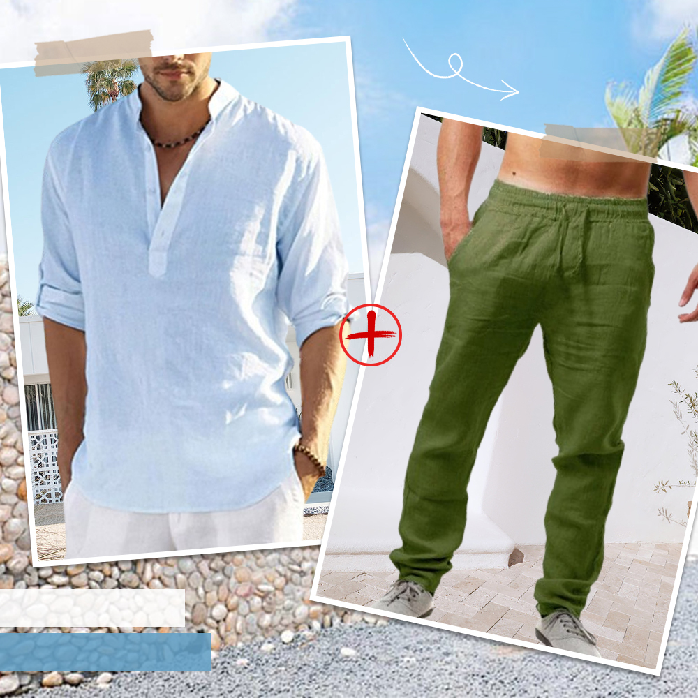 AHLSENTOP™ Herren-Leinenanzug (Langarmhemd + Hose)