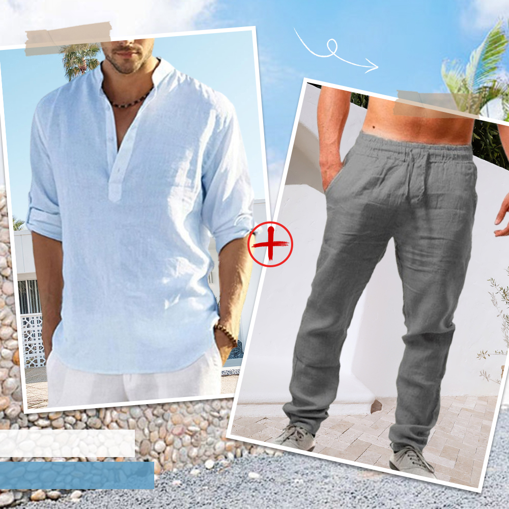 AHLSENTOP™ Herren-Leinenanzug (Langarmhemd + Hose)