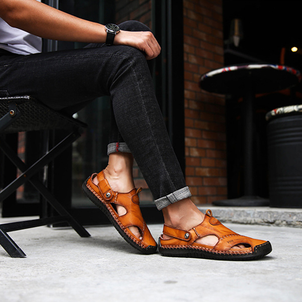 Ahlsentop Neue atmungsaktive Mehrzweck-Ledersandalen für Herren