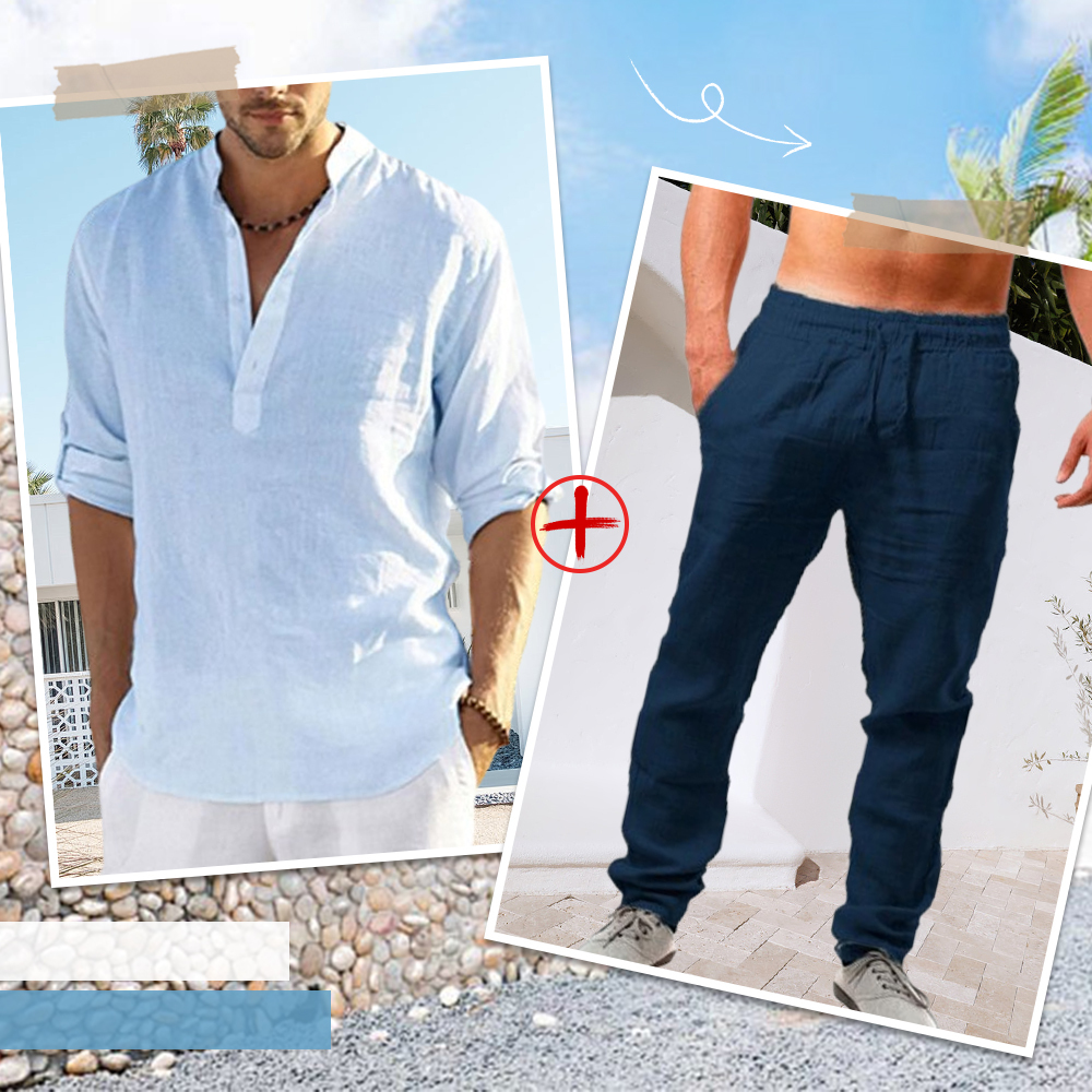 AHLSENTOP™ Herren-Leinenanzug (Langarmhemd + Hose)