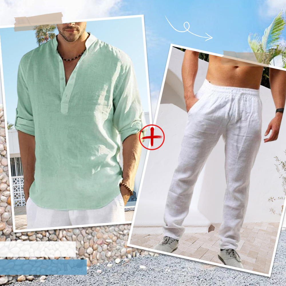 AHLSENTOP™ Herren-Leinenanzug (Langarmhemd + Hose)