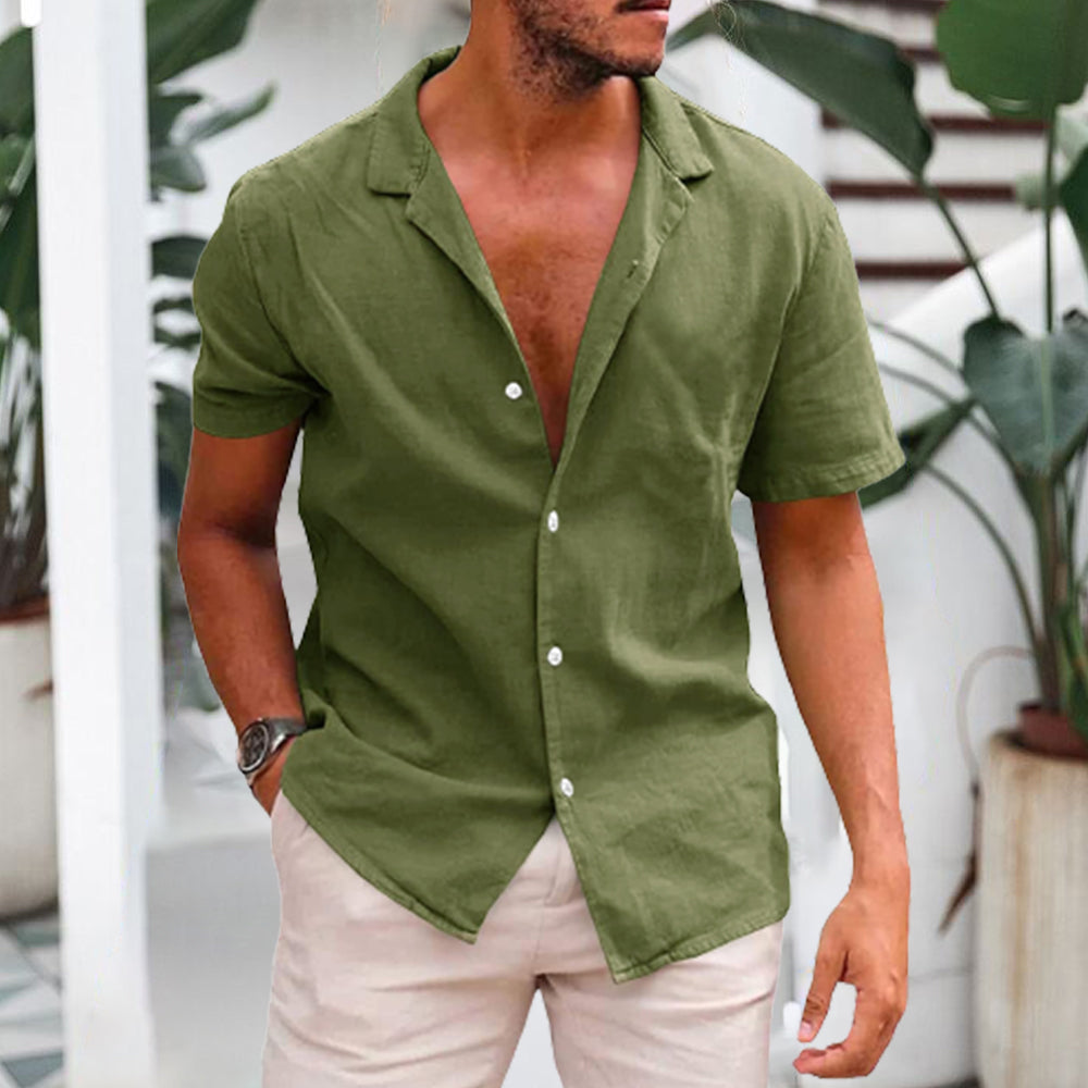 Ahlsentop Kurzarmhemd aus atmungsaktivem Leinen für Herren