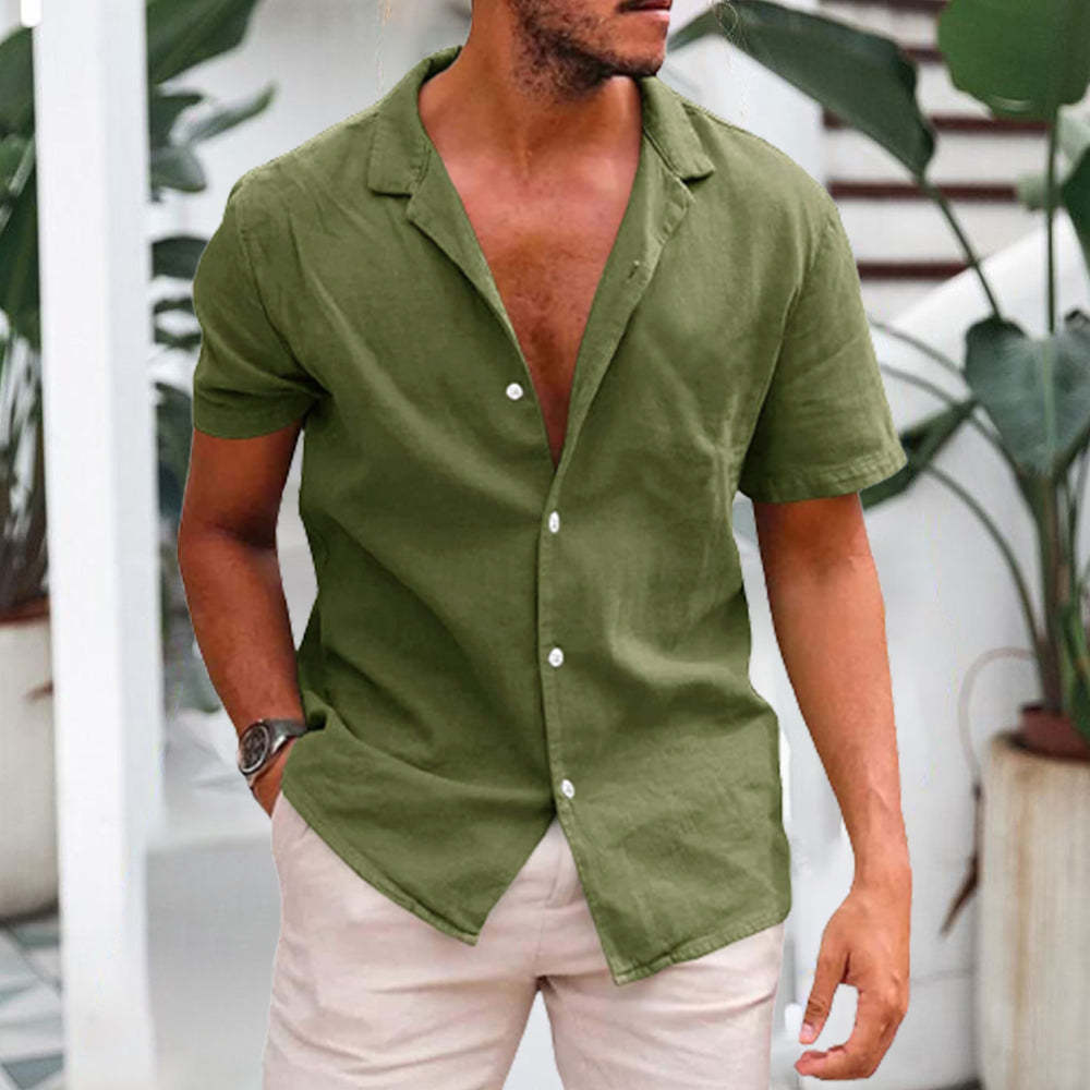 Ahlsentop Kurzarmhemd aus atmungsaktivem Leinen für Herren