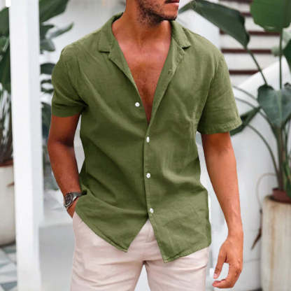 Ahlsentop Kurzarmhemd aus atmungsaktivem Leinen für Herren