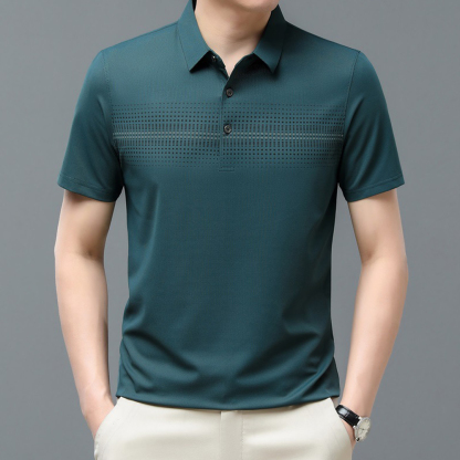 Ahlsentop™ Herren-Kurzarm-T-Shirt aus Eisseide, Herren-Revers-Poloshirt