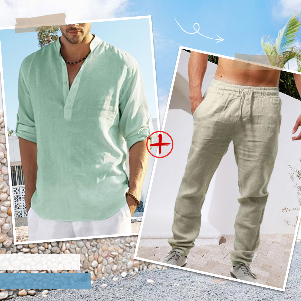 AHLSENTOP™ Herren-Leinenanzug (Langarmhemd + Hose)