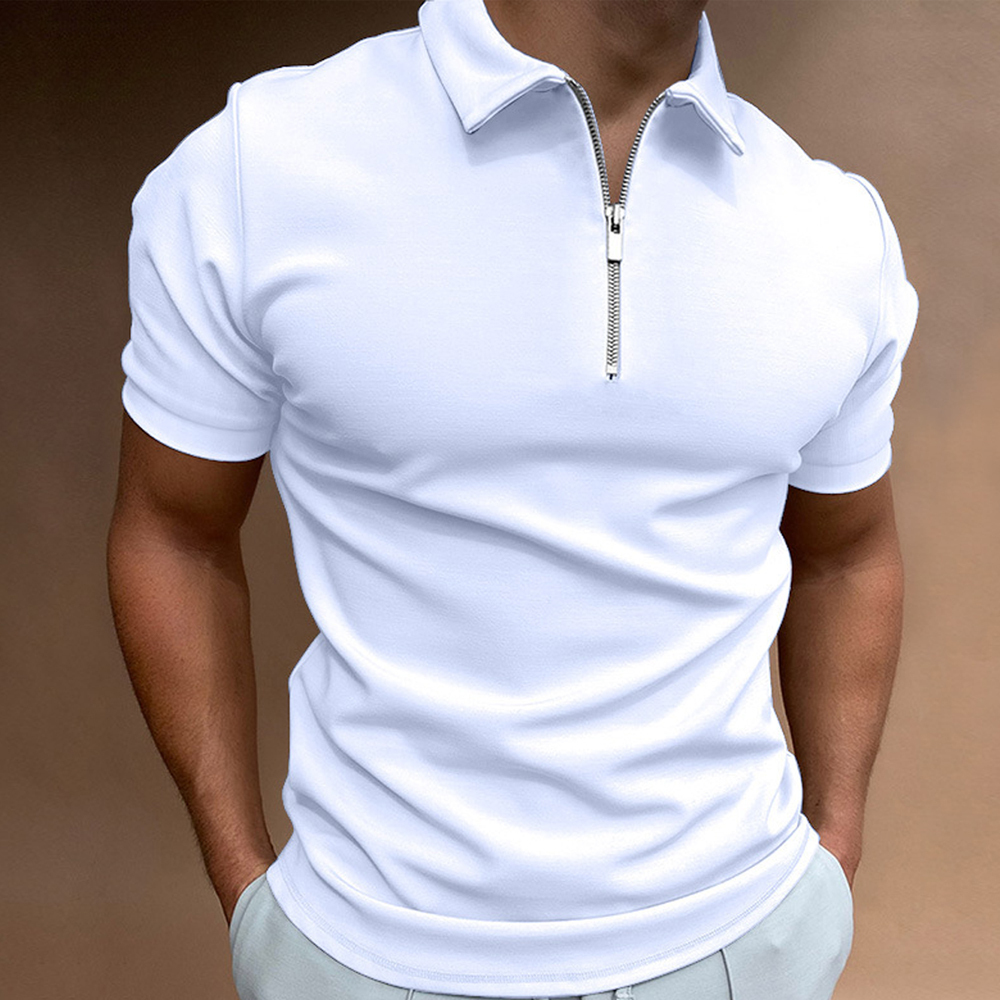 AHLSENTOP™ Sommer-Herren-Poloshirt, einfarbig, kurzärmeliges Revers-T-