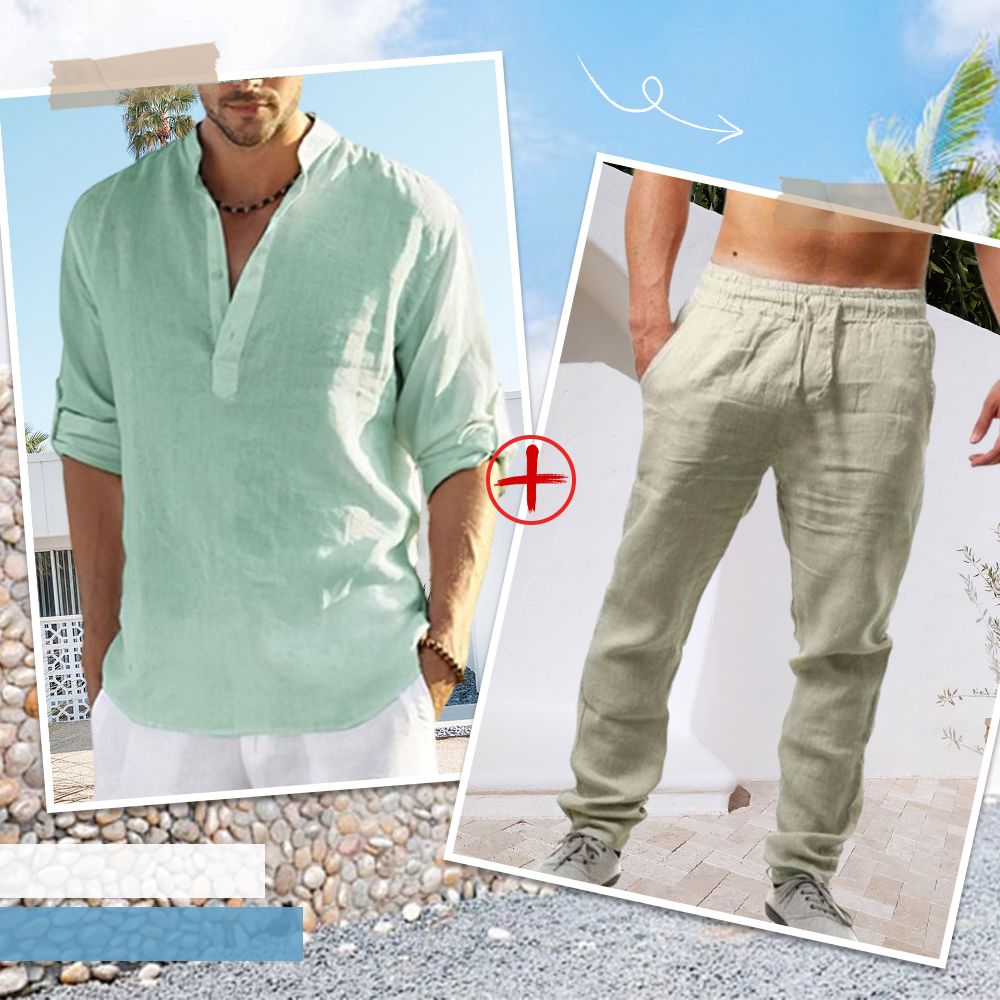 AHLSENTOP™ Herren-Leinenanzug (Langarmhemd + Hose)