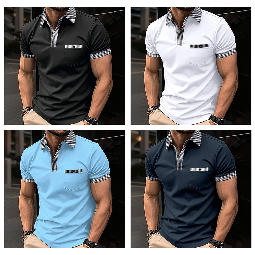 AHLSENTOP Kurzärmliges Herren-Poloshirt mit kariertem Revers