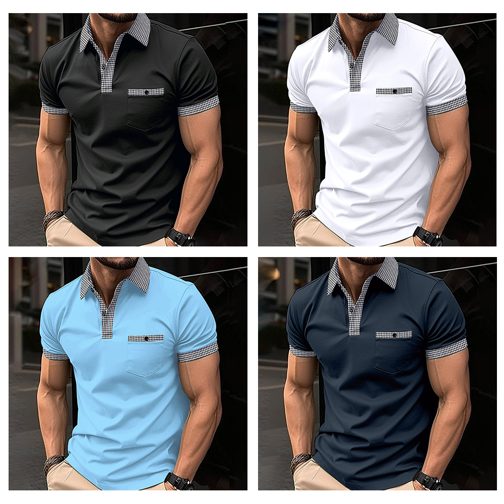 AHLSENTOP Kurzärmliges Herren-Poloshirt mit kariertem Revers
