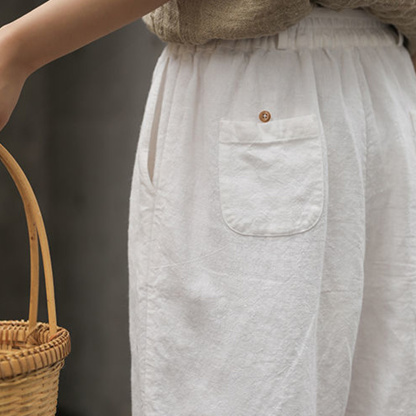 AHLSENTOP Lässige neunte Sommerhose aus Baumwolle und Leinen für Damen