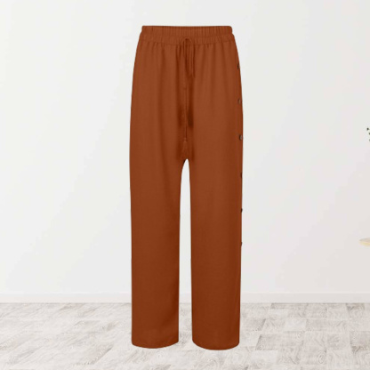 AHLSENTOP Modische Damen-Hose mit elastischem Bund und lockerem, geknöpftem weitem Bein