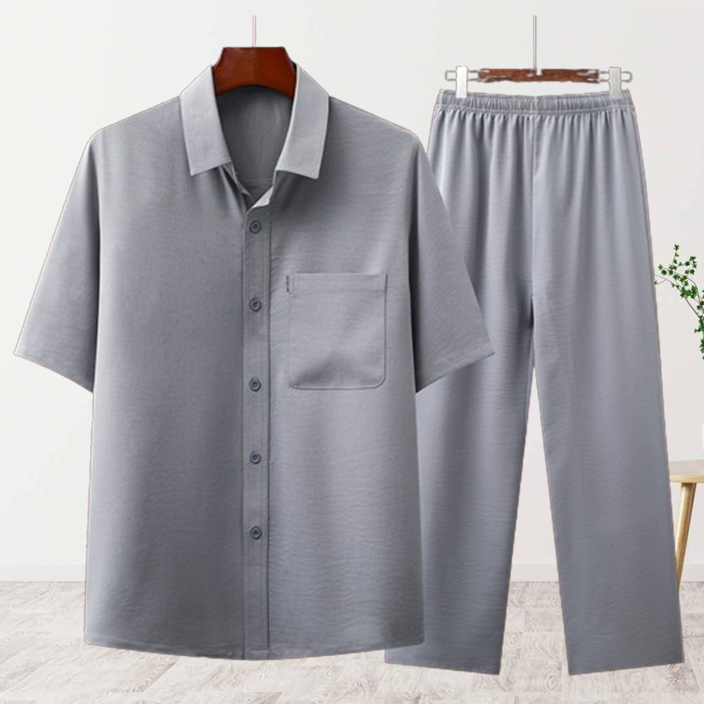 AHLSENTOP™ Neuer sommerlicher Herrenanzug aus Baumwolle und Leinen mit kurzen Ärmeln und Hose