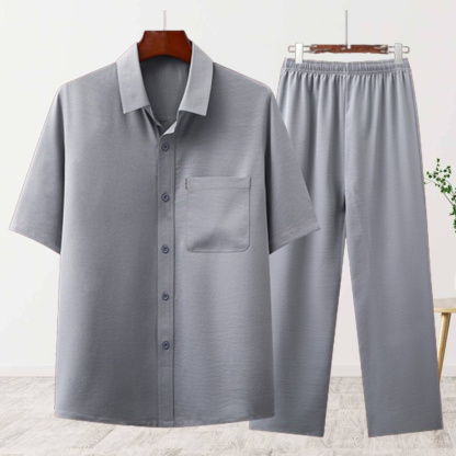 AHLSENTOP™ Neuer sommerlicher Herrenanzug aus Baumwolle und Leinen mit kurzen Ärmeln und Hose