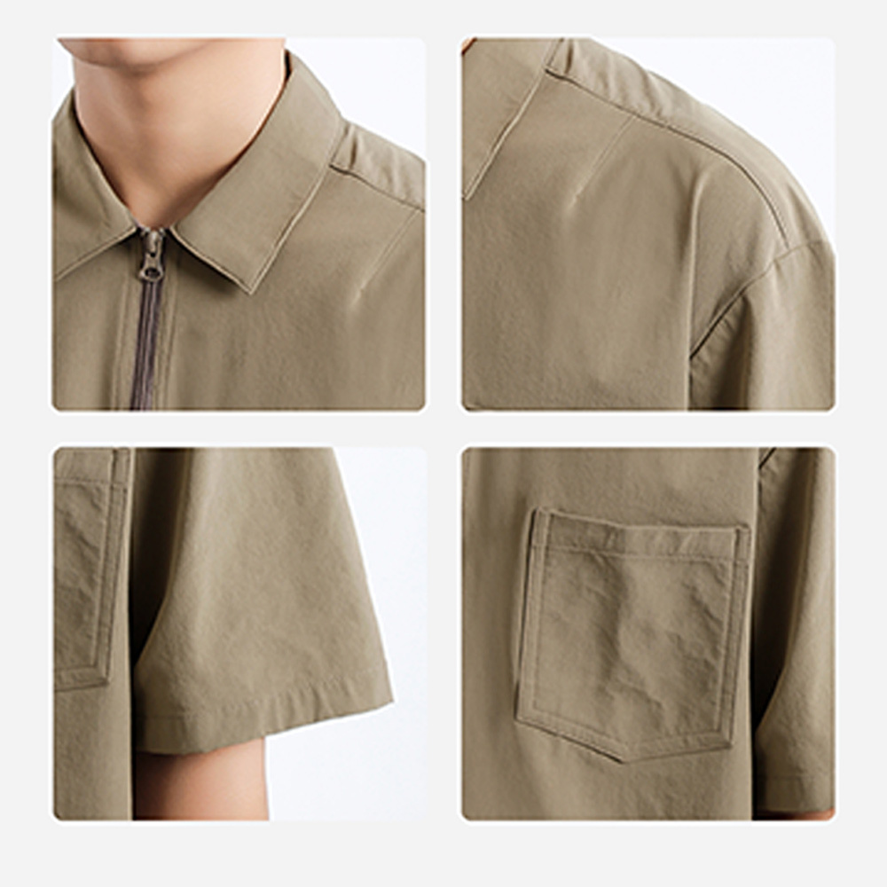Ahlsentop™ Sommer Herren Revers Reißverschlusstasche lose Poloshirt Kurzarm