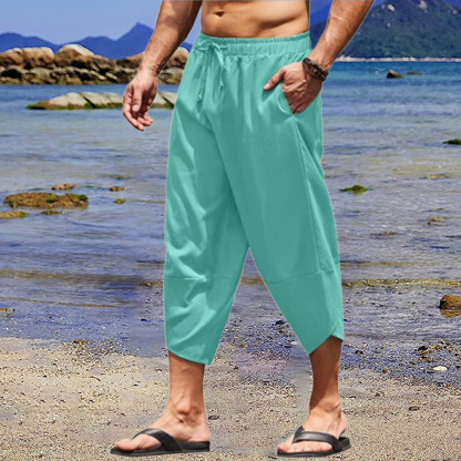 AHLSENTOP Lässige, locker geschnittene Sommerhose für Herren aus Baumwolle und Leinen