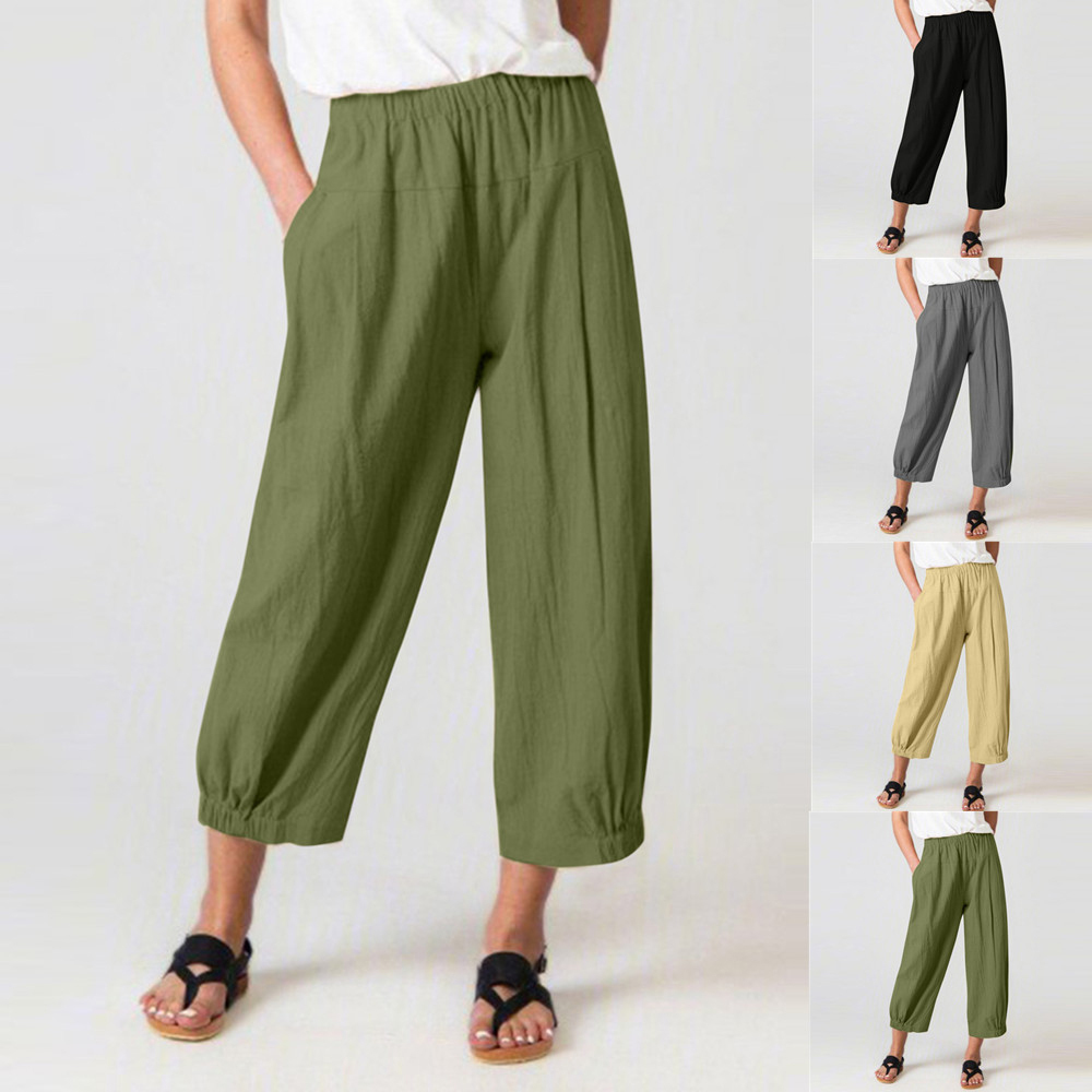 AHLSENTOP Neunte Hose mit hoher Taille und weitem Bein für Damen