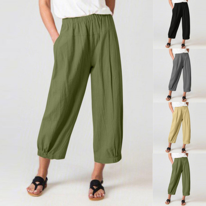 AHLSENTOP Neunte Hose mit hoher Taille und weitem Bein für Damen
