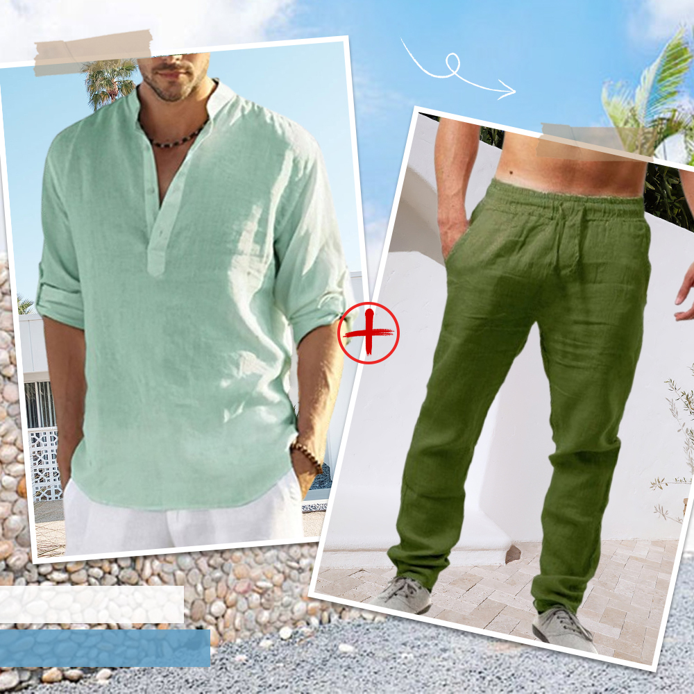 AHLSENTOP™ Herren-Leinenanzug (Langarmhemd + Hose)