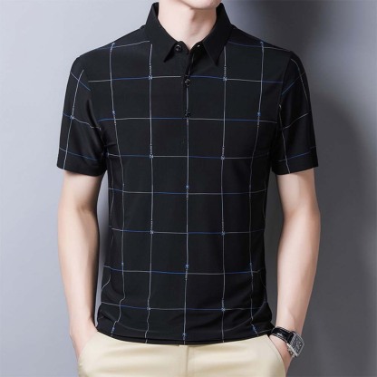 AHLSENTOP® Sommerliches neues Herren-Kurzarm-T-Shirt aus Eisseide mit Karomuster