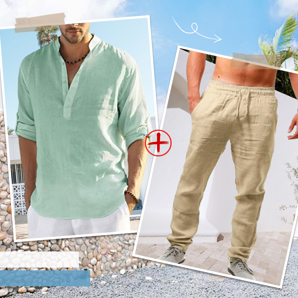 AHLSENTOP™ Herren-Leinenanzug (Langarmhemd + Hose)