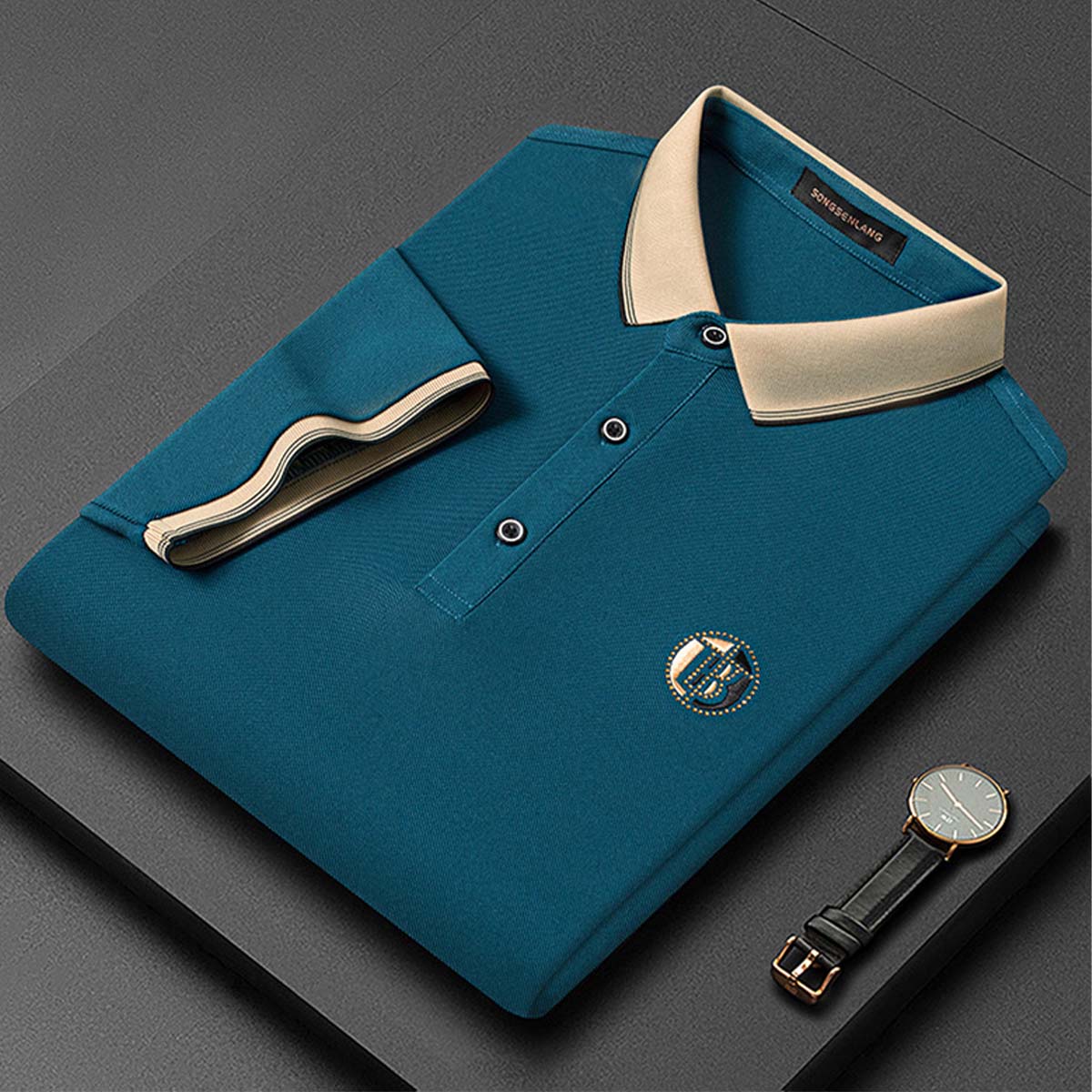 AHLSENTOP Frühling und sommer neue männer lässig revers dünne lose T-shirt POLO-shirt