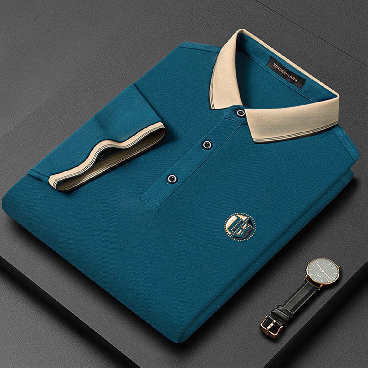 AHLSENTOP Frühling und sommer neue männer lässig revers dünne lose T-shirt POLO-shirt