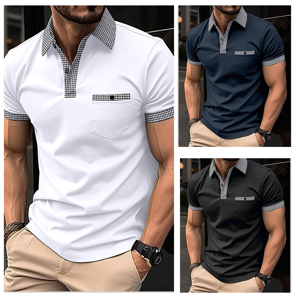 AHLSENTOP Kurzärmliges Herren-Poloshirt mit kariertem Revers