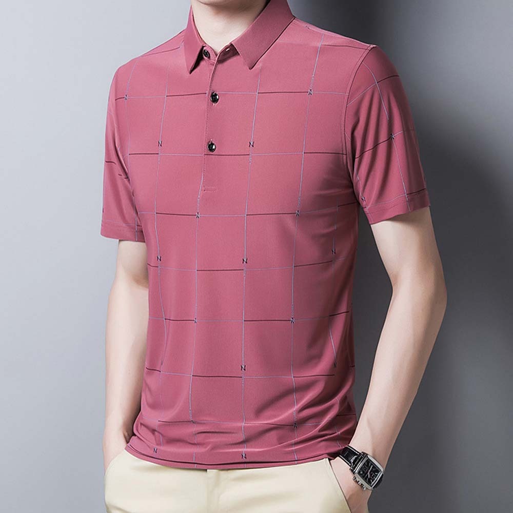 AHLSENTOP® Sommerliches neues Herren-Kurzarm-T-Shirt aus Eisseide mit Karomuster