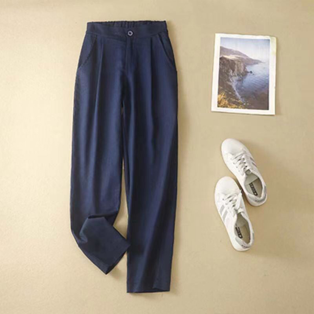AHLSENTOP Sommerliche Damen-Leinen-lose, lässige, gerade Hose