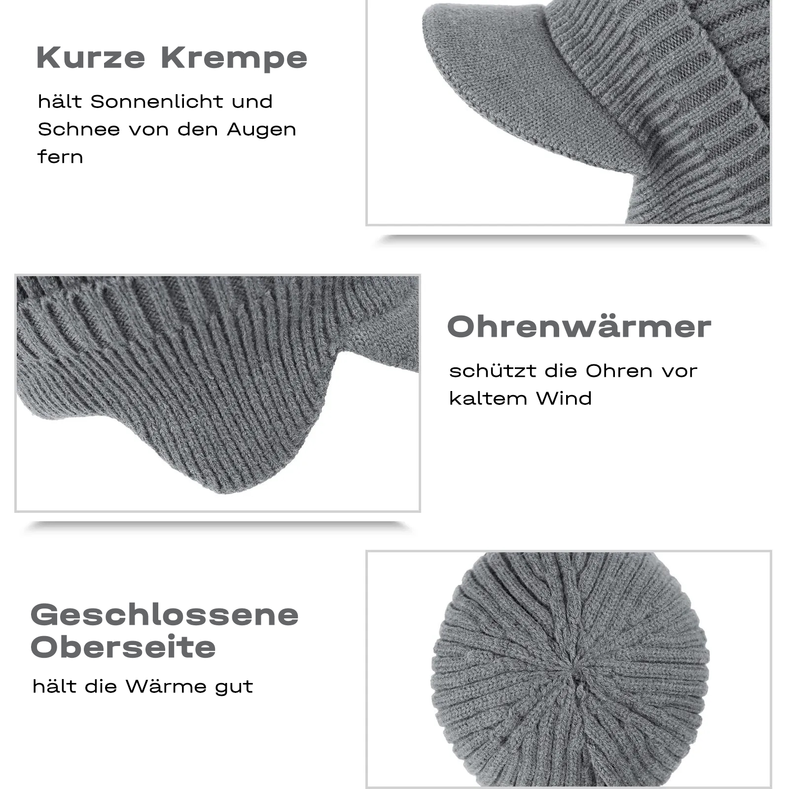 Elastische, warme Strickmütze mit Ohrenschutz☃️