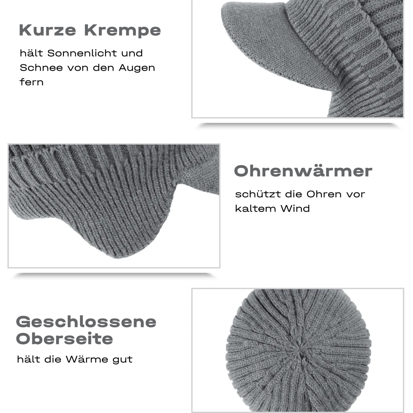 Elastische, warme Strickmütze mit Ohrenschutz☃️