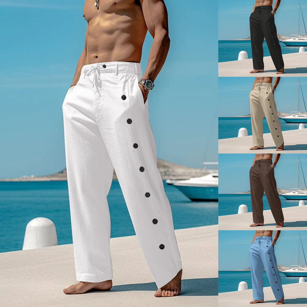 AHLSENTOP Strandhose aus Leinen mit Schnürung für Herren