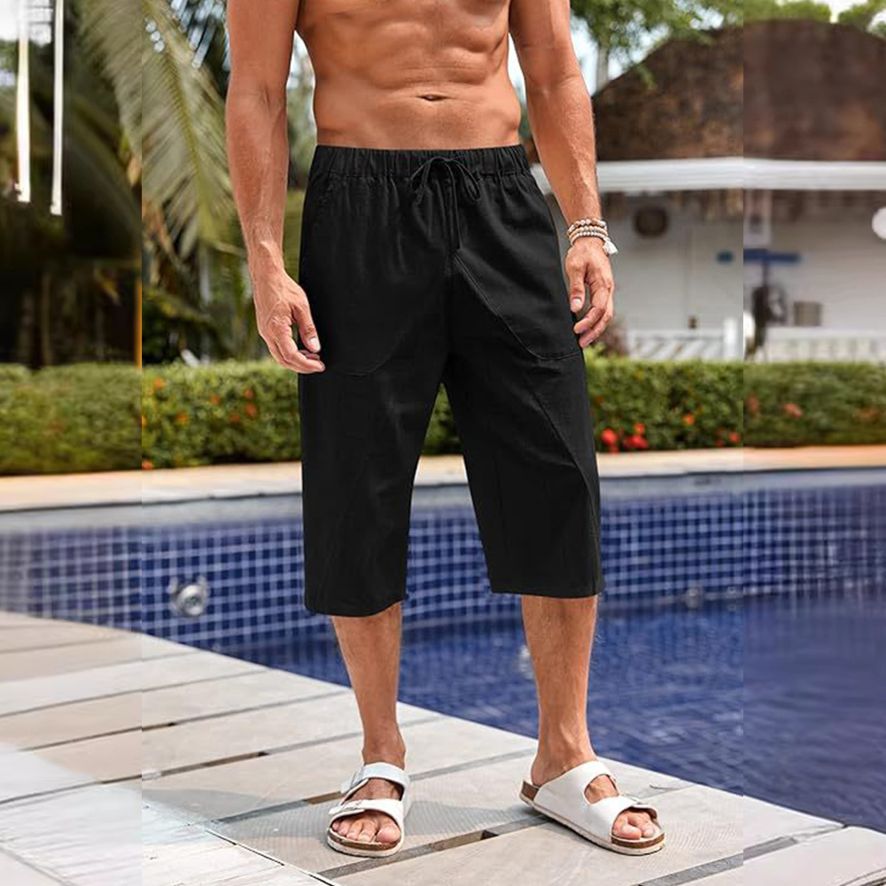 AHLSENTOP Sommerneue kurze Herrenhose aus Baumwolle und Leinen