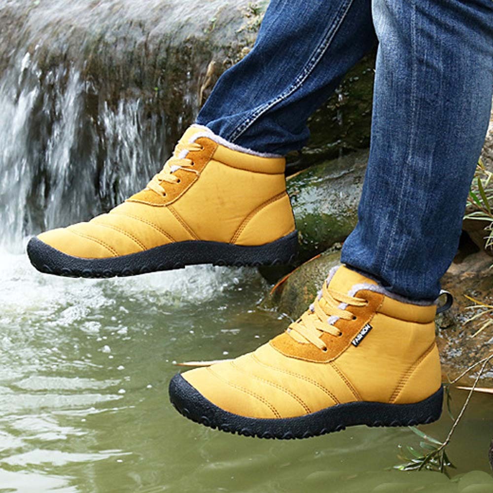 Ahlswetop Schnür-High-Top-wasserdichte Outdoor-Sport-Schneestiefel für Herren und Damen