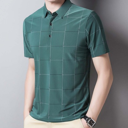 AHLSENTOP® Sommerliches neues Herren-Kurzarm-T-Shirt aus Eisseide mit Karomuster