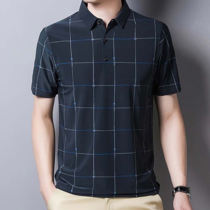 AHLSENTOP® Sommerliches neues Herren-Kurzarm-T-Shirt aus Eisseide mit Karomuster
