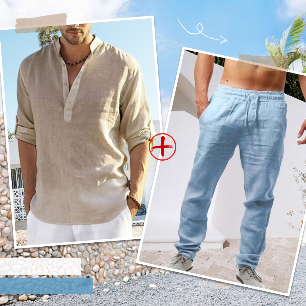 AHLSENTOP™ Herren-Leinenanzug (Langarmhemd + Hose)