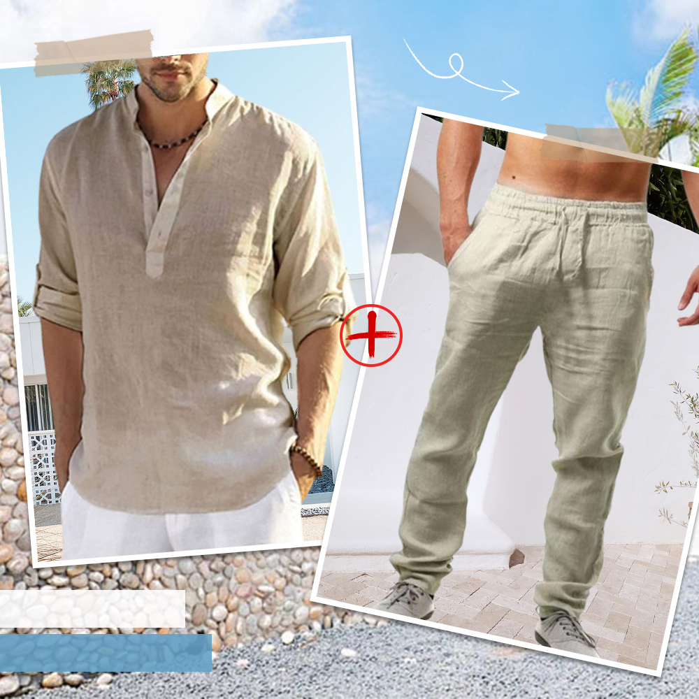 AHLSENTOP™ Herren-Leinenanzug (Langarmhemd + Hose)